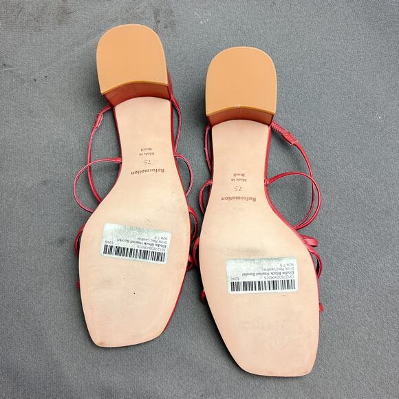 Reformation Elodie Heels Sz 7.5 Strappy Block Heel Sandals - Picture 5 of 6